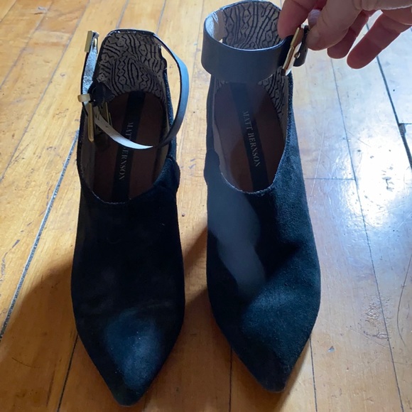 Black suede ankle wrap booties by Matt Bernsen - Picture 2 of 7